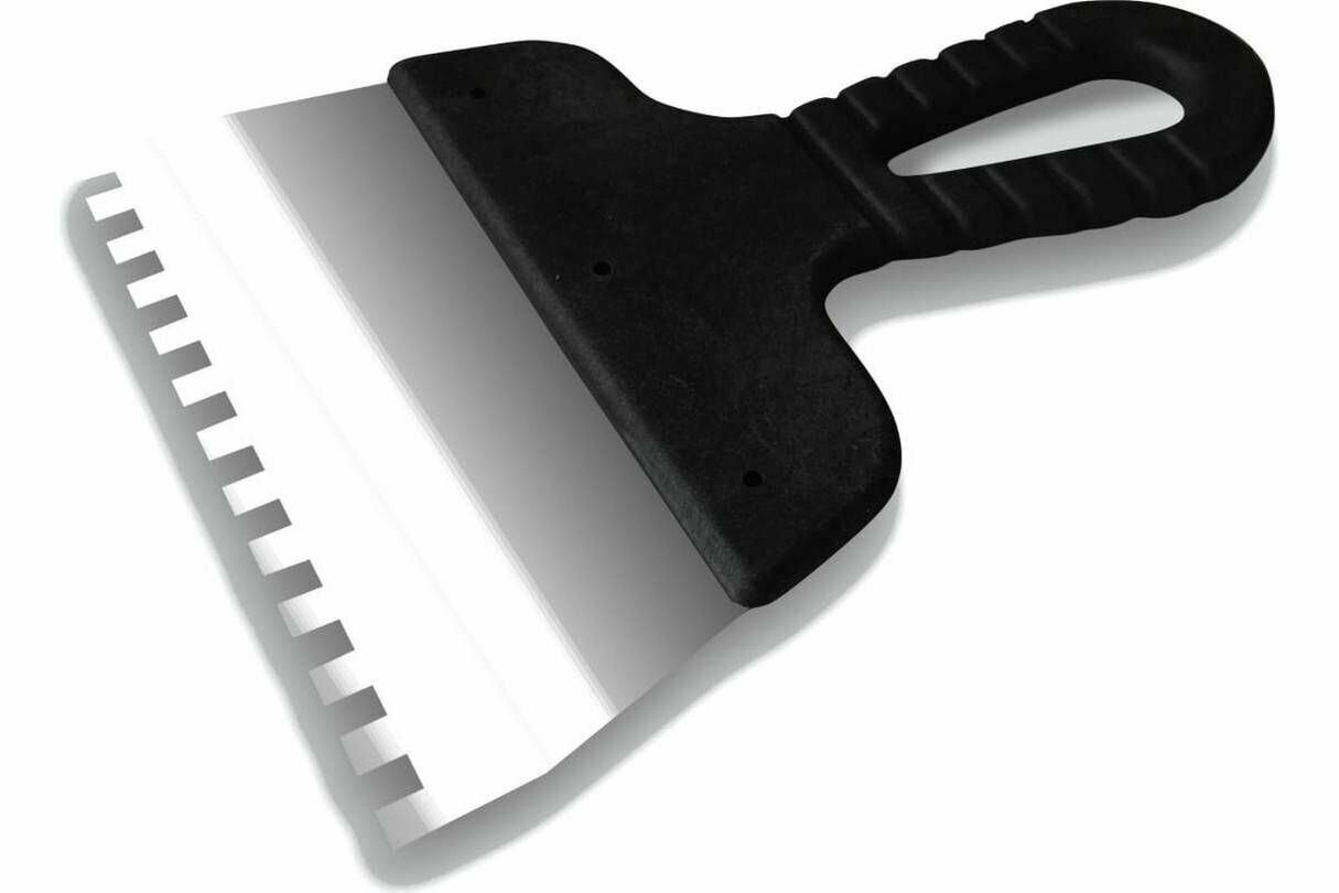 фото Шпатель с зубчиками Decor 311-1150, 150 мм, из нержавеющей стали на черной ручке, 1 шт.