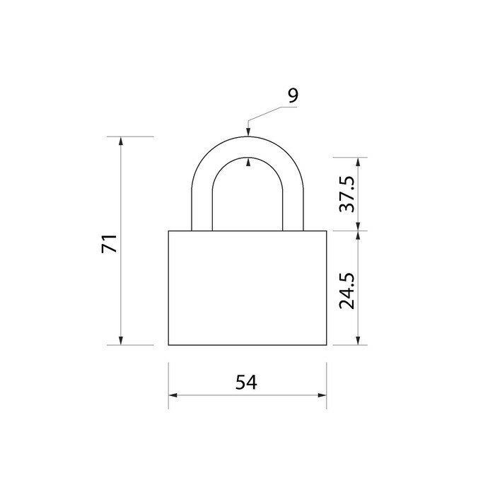 Замок навесной, тип 7, 60 мм, короткая дужка d= 9 мм, - фотография № 2