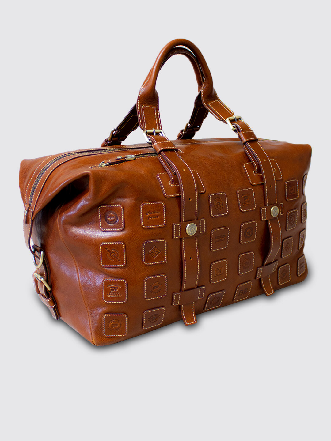 Дорожная спортивная сумка из натуральной кожи Bruno Bartello, D-0009, светло коричневая, клатч борсетка в комплекте - фотография № 3