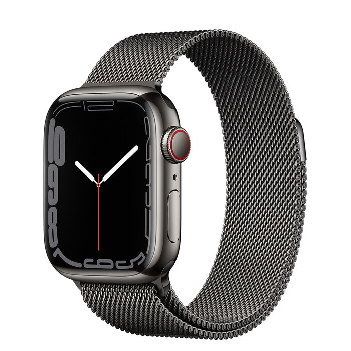 Умные часы Apple Watch Series 7 GPS + Cellular MKL33FD/A 41мм Graphite Stainless Steel Case with Graphite Stainless Steel Milanese Loop, графит/графит