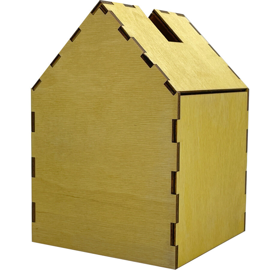 фото Диспенсер для бумажных салфеток в квадратной коробке, настольный, домик, цвет сосна