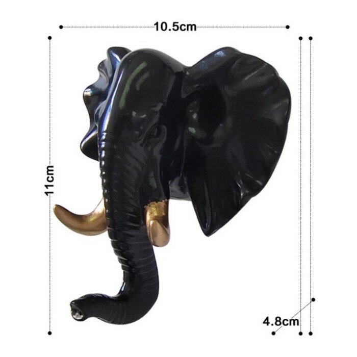 Декор настенный-вешалка "Слон" 11 x 10,5 см, черный - фотография № 6