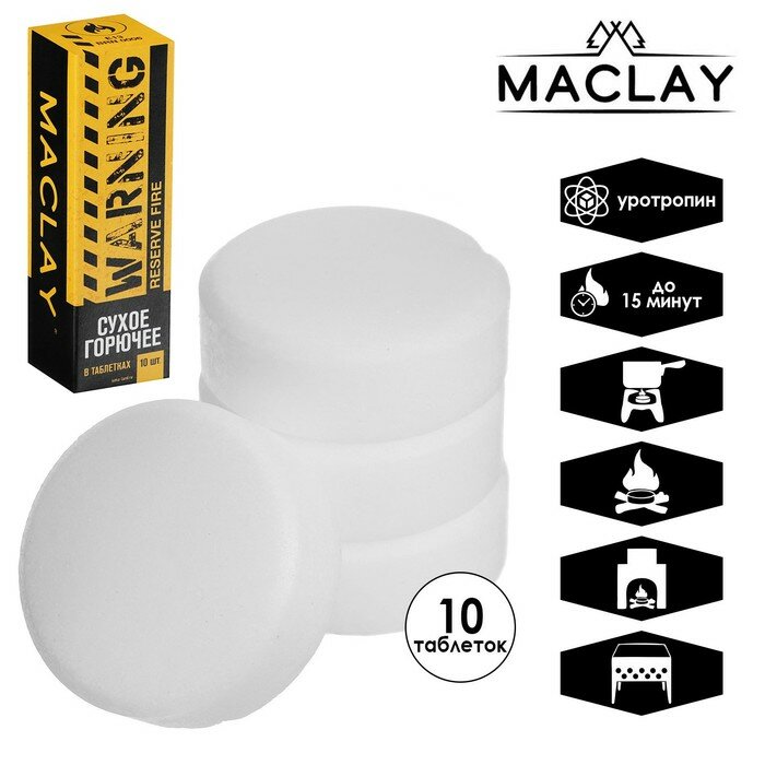 фото Maclay Сухое горючее Warning, 10 шт.