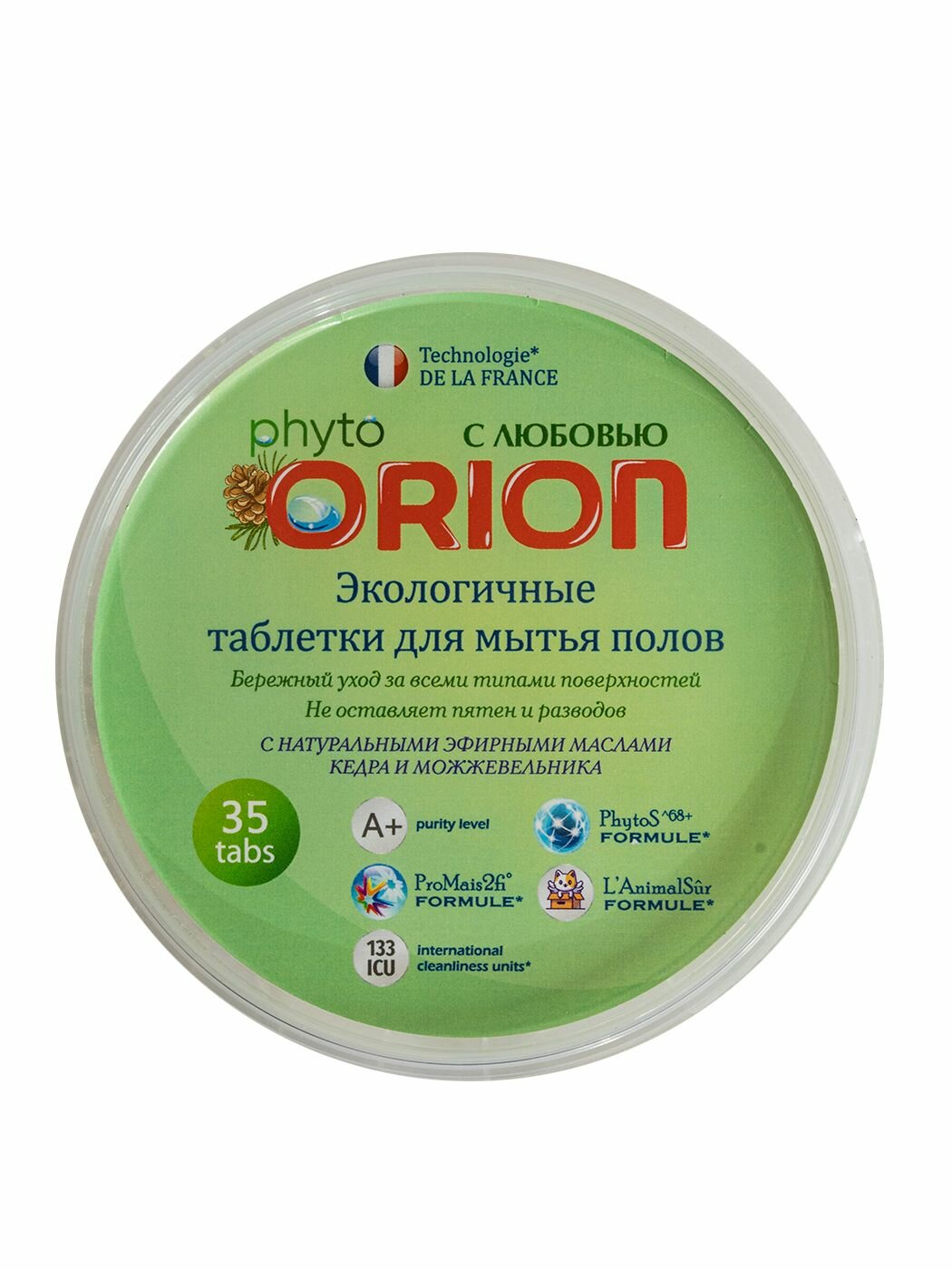 Таблетки для мытья полов ORION с природными компонентами эфирными маслами Кедра и можжевельника, бережное глубокое очищение пола, свежий аромат, 35 шт