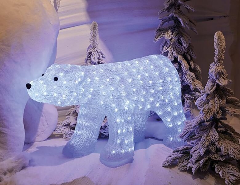 Kaemingk (Lumineo) Светящаяся акриловая фигура полярный медведь белый 50 холодных белых LED-огней 61х33 см уличный 490929