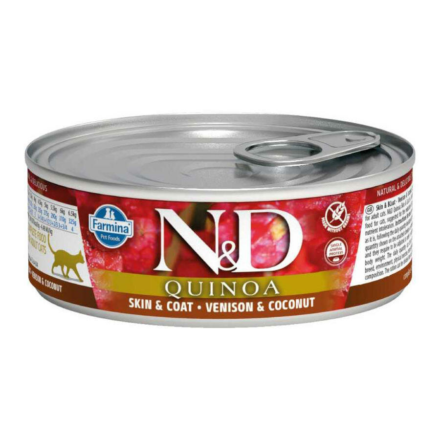 Farmina N&D Quinoa Skin&Coat консервированный корм для кошек, для кожи и шерсти, оленина, киноа 80 гр