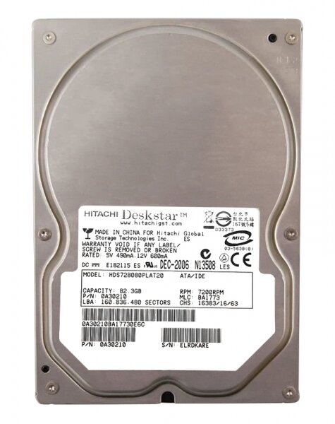 Винчестер IDE 80Gb Hitachi Deskstar 7K80 HDS728080PLAT20