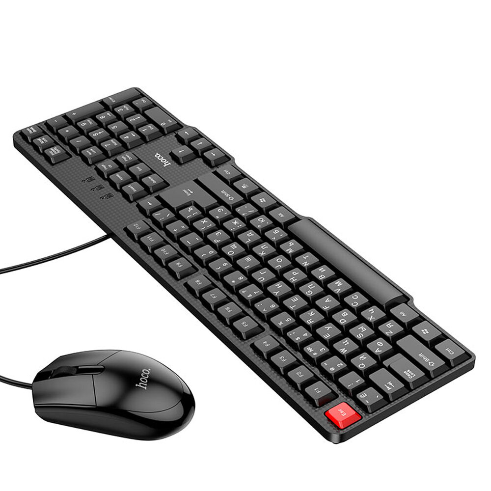 Набор клавиатура+мышь проводная HOCO, Business, GM16, мембранная, bluetooth, английская версия, цвет: чёрный, мятая упаковка