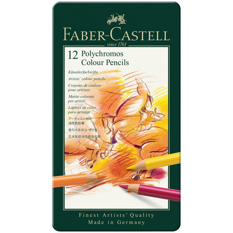 Карандаши цветные Faber-Castell Polychromos 12 цветов в металлической упаковке