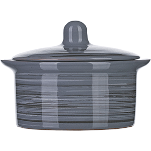 фото Кастрюля для запекания с крышкой «Пинки»;керамика;0,5л;D=11см;серый, Борисовская Керамика, QGY - ПИН00011188