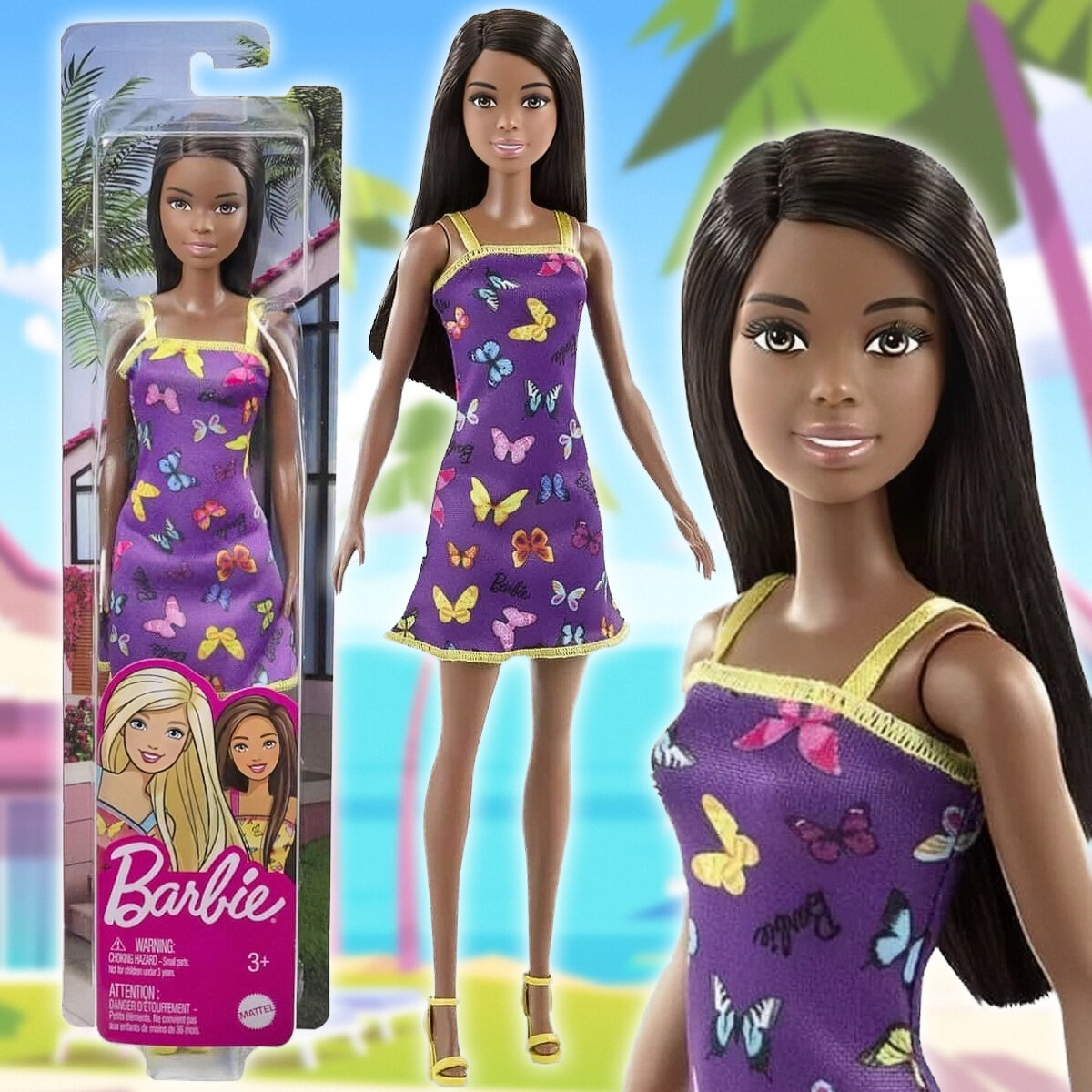 Кукла Барби серия "Супер стиль" Barbie Fashionistas в "фиолетовом платье с бабочками"