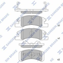 Колодки тормозные передние Daihatsu Cuore VI/Cuore VII/Trevis 03> Mitsubishi Mirage / Space Star 12> SANGSIN SP1611