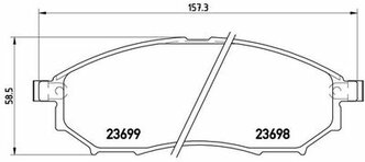 Колодки тормозные передние дисковые Nissan Np300 Navara/Pathfinder III/Qashqai / Qashqai +2 I 03>14 Renault Koleos I 08> Infiniti EX/FX/G 02>10 BREMBO P56058