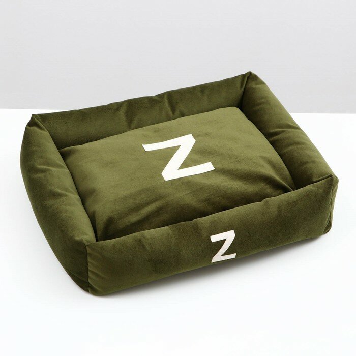 Лежанка Пижон "Z", 53х44х11 см, зеленая, мебельная ткань - фотография № 1