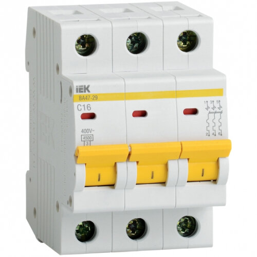 Автоматический выключатель Iek 3п B 63А 4.5кА ВА47-29, MVA20-3-063-B