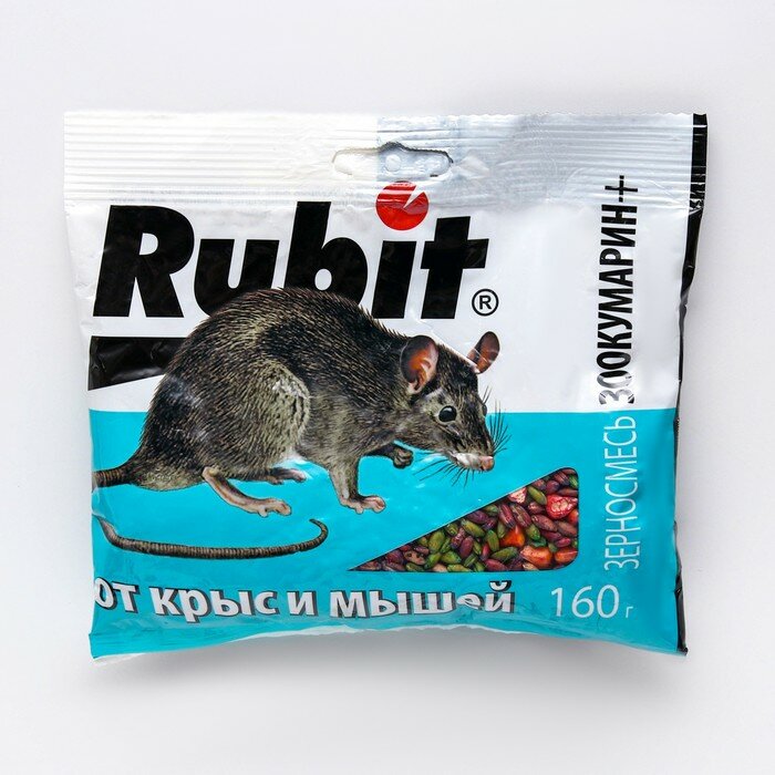 Зерновая смесь "Rubit" Зоокумарин+, от крыс и мышей, 160 Г - фотография № 1