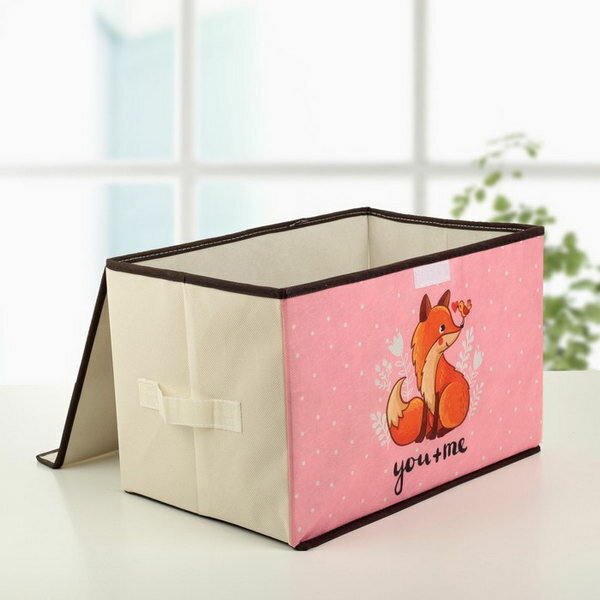 Короб стеллажный для хранения с крышкой "Лисичка", 39x25x25 см - фотография № 2