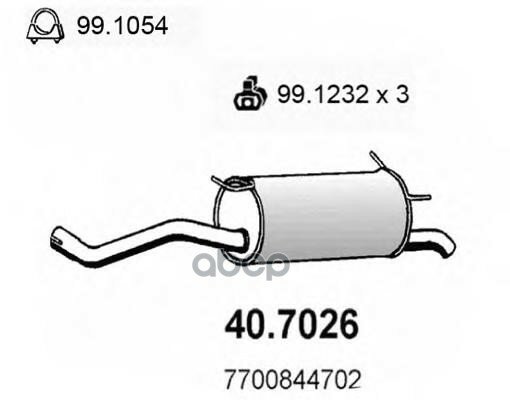 ASSO 407026 Задняя часть глушителя Renault Megan