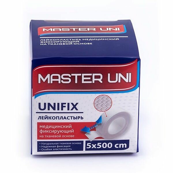 Master Uni UNIFIX лейкопластырь фиксирующий на тканевой основе 5х500 см 1 шт.