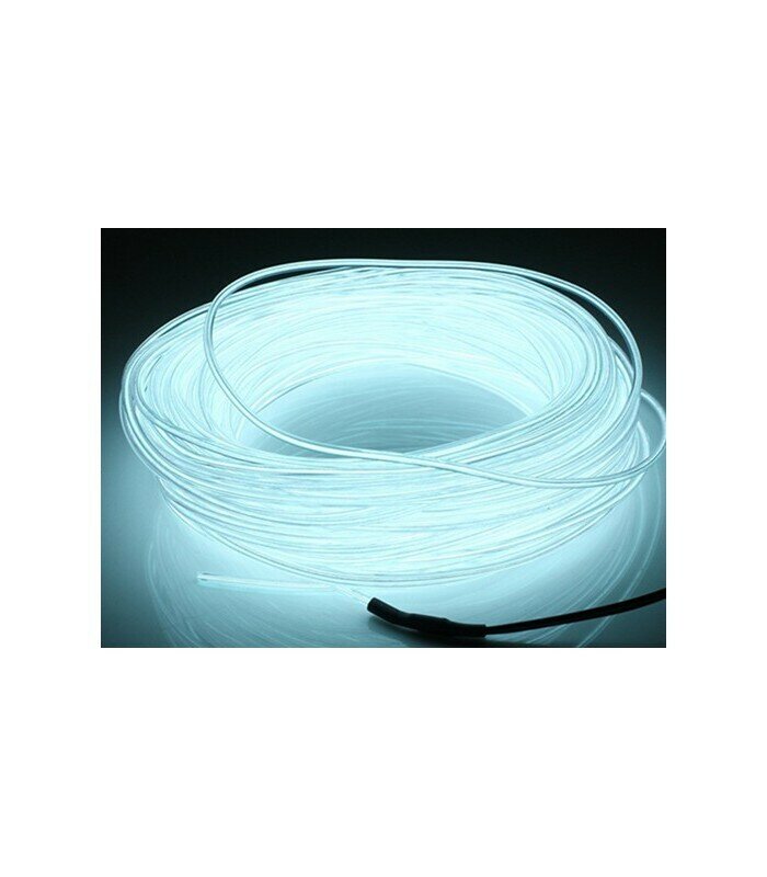 Led гибкий неон узкий (EL провод) 2,3 мм, 3 м, с разъемом для подключения. Цвет свечения: Голубой - фотография № 1