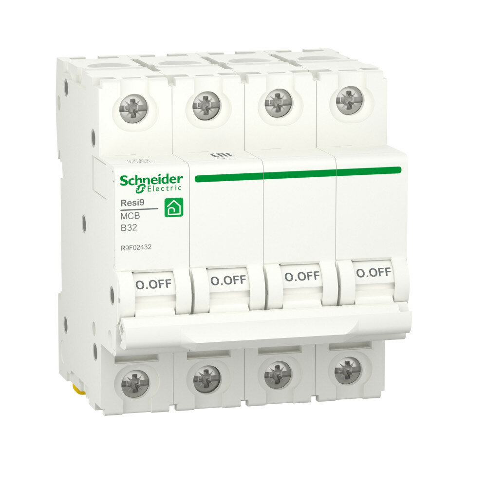 Выключатель автоматический B 32А 4P 6000A Resi9  SCHNEIDER ELECTRIC R9F02432 (1 шт.)