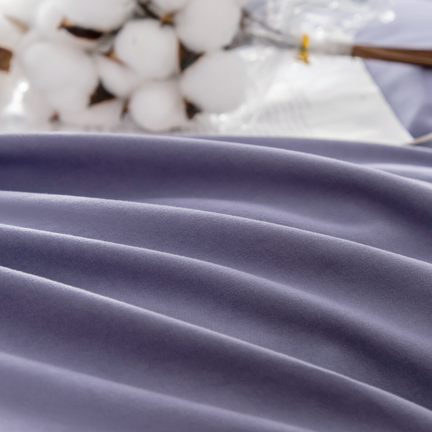 Комплект постельного белья Однотонный Сатин Вышивка на резинке CHR051 - фотография № 3
