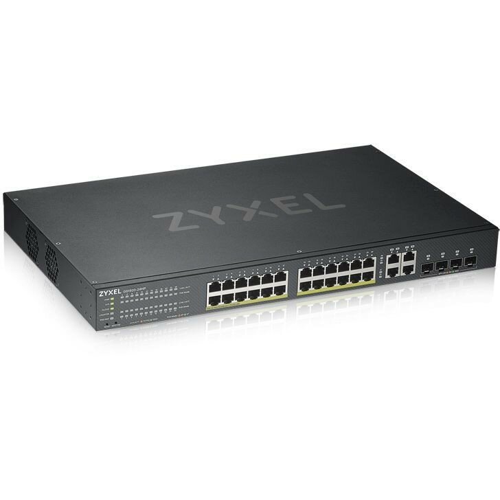 ZYXEL GS192024HPV2-EU0101F Гибридный Smart PoE+ коммутатор NebulaFlex GS1920-24HPv2, 24xGE PoE+, 4xCombo SFP RJ-45 , бюджет PoE 375 Вт, автономное облачное управление