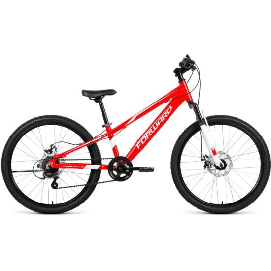 Подростковый велосипед FORWARD Rise 24 2.0 disc 2021, красный/белый, рама 11"