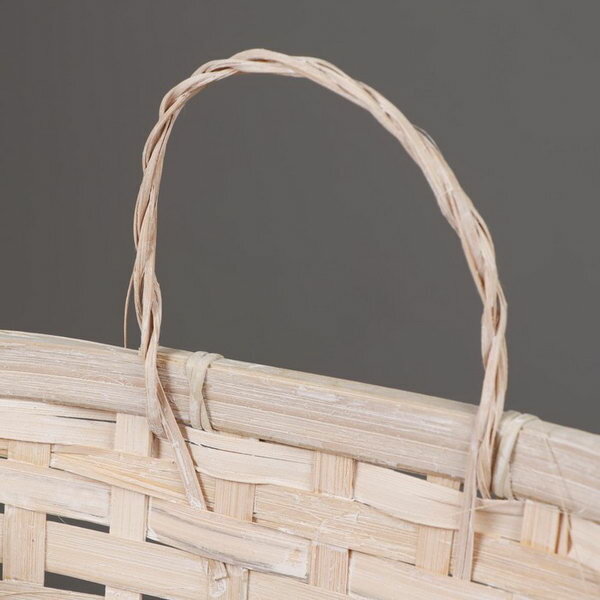 Корзина плетеная, 26х13х12 см, белый, бамбук - фотография № 3