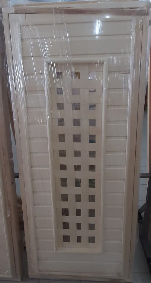 Дверь для бани со стеклянной вставкой (Плетенка 1760 х 750 (В))