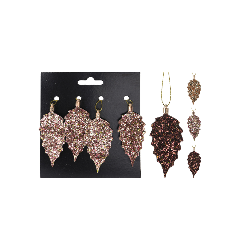 фото Подвесная декорация набор Home Collection Pink New Year Розовый Новый год Лист 40х1х90мм 4 шт