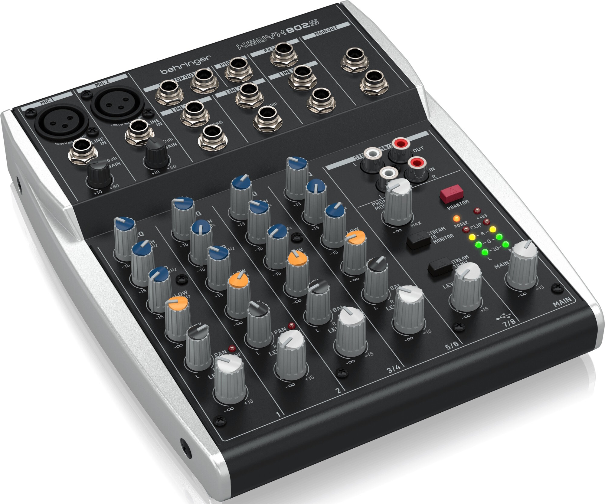 Behringer Xenyx 802S микшерный пульт 8 входов 2 шины выходов трехполосный эквалайзер