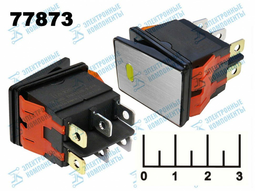 фото Выключатель 9-24/16 хром LED желтый 6 контактов влагозащищенный LBCX2822-2 IP65