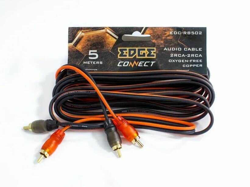Межблочный кабель EDGE EDC-RB502 2RCA-2RCA, 5м, черный/оранжевый
