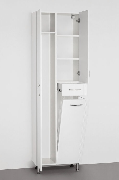 Шкаф-пенал Style Line Эко Стандарт 54 с бельевой корзиной, белый - фотография № 3