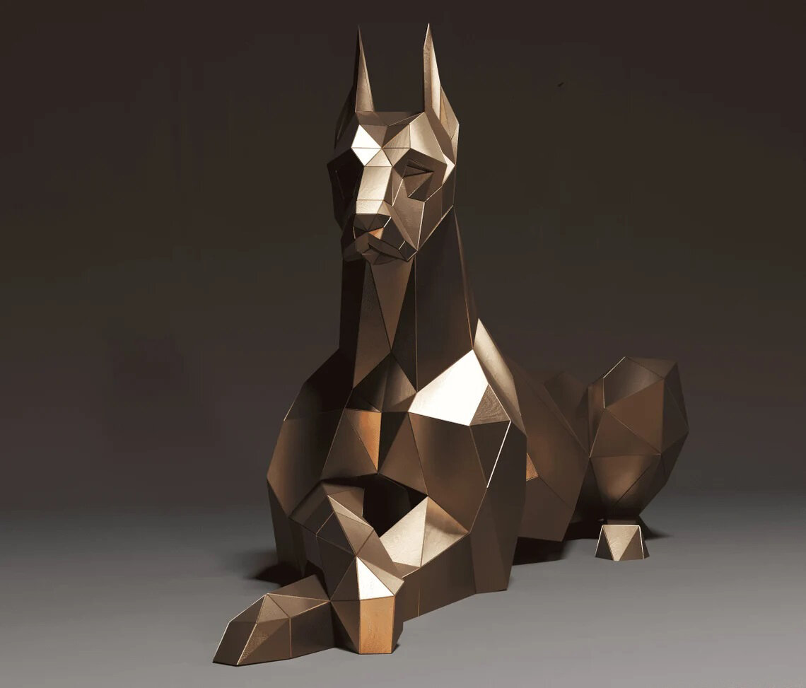 Полигональная фигура собака Доберман - фотография № 1