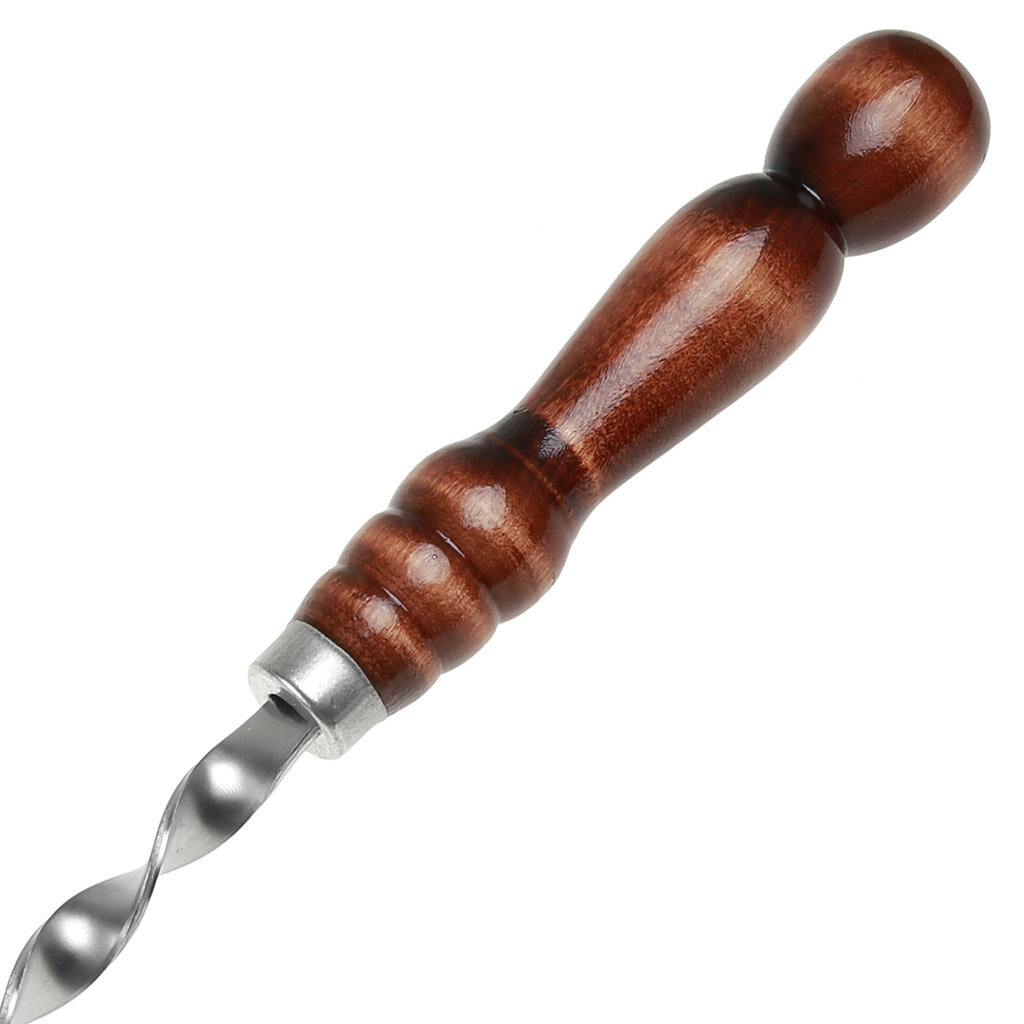 Шампур из нержавеющей стали "Фигурная" с узором с колпаком 630х12х2,5мм с деревянной, лакированной ручкой (Россия) - фотография № 2