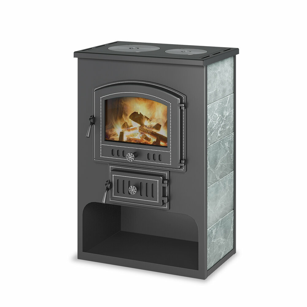 фото Печь-Камин везувий ПК-03 (224) с плитой "Везувий В3" талькохлорит 12 кВт (200 м3) Ø150мм диаметр дымохода: 150 мм