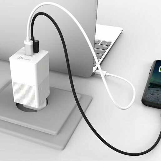 Сетевое зарядное устройство j5create USB-C Mini Charger 45W, USB Type-C, USB, Белый JUP2445 - фото №4
