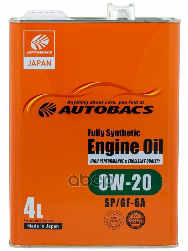 AUTOBACS Sae 0W20 4L 0W-20 Engine Oil Api Sp Ilsac Gf-6A Fully Synthetic Моторное Масло Синтетическое