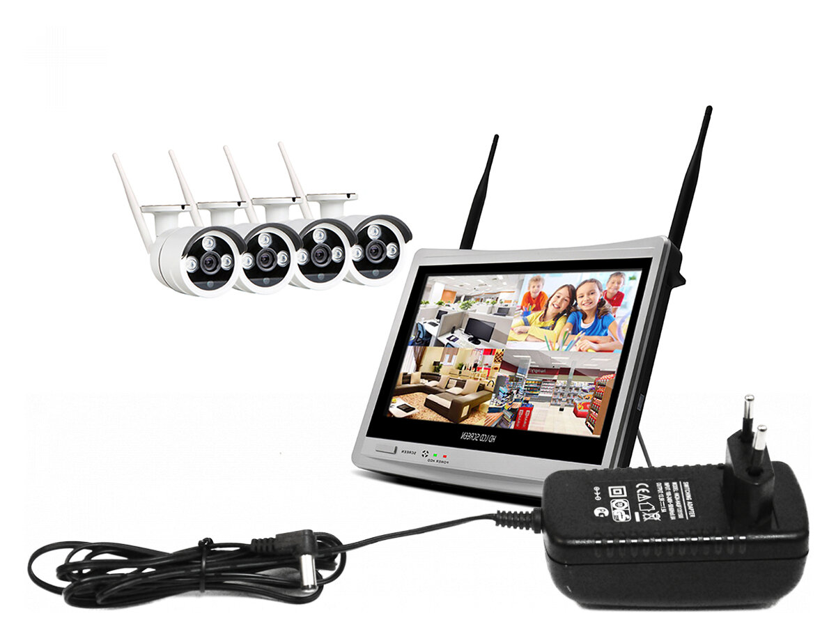 Беспроводной комплект видеонаблюдения на 4 камеры 5MP с монитором - Квадро Вижион Планшет - 5.0R (Люкс) (F9050EU) - удаленное видеонаблюдение