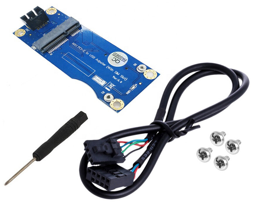 Адаптер GSMIN KP10 Mini PCI-E на USB Adapter с SIM-Card для WWAN/LTE (Синий)