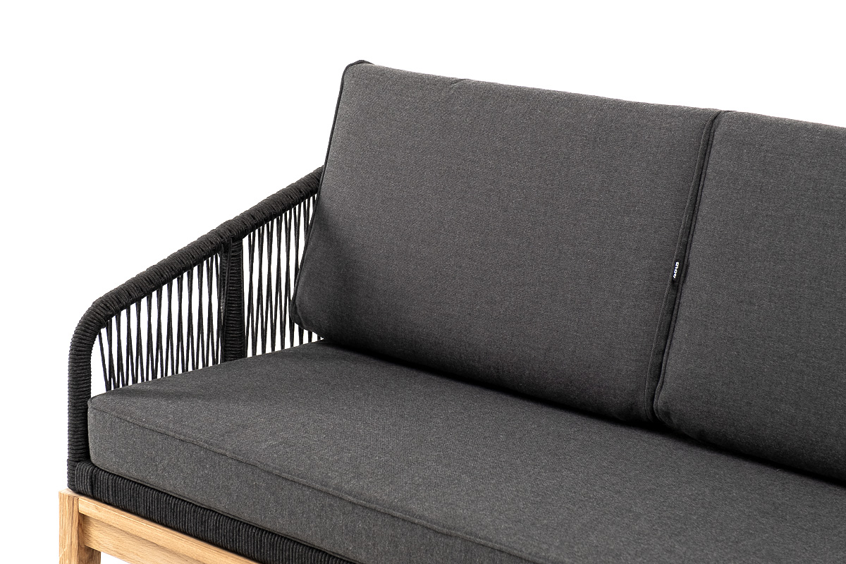 "Канны" диван 2-местный плетеный из роупа, основание дуб, темно-серый - фотография № 1