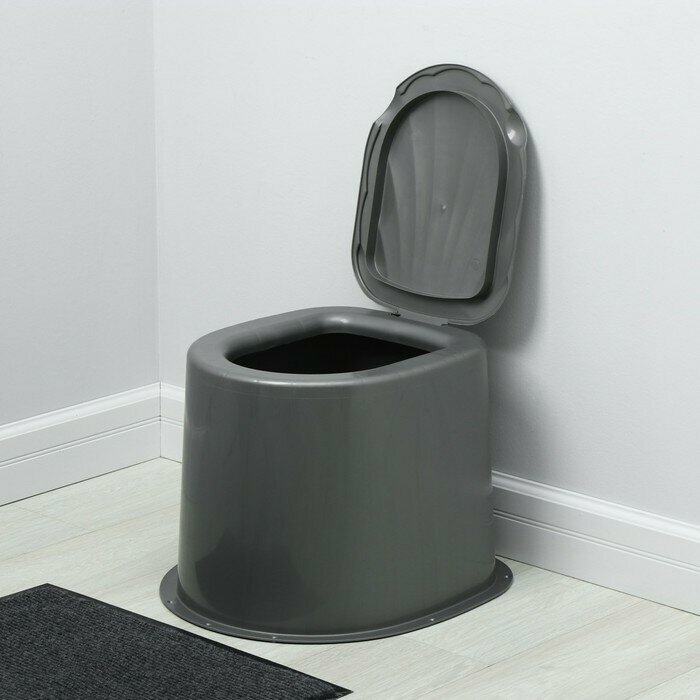Туалет дачный h = 35 см без дна с отверстиями для крепления к полу серый