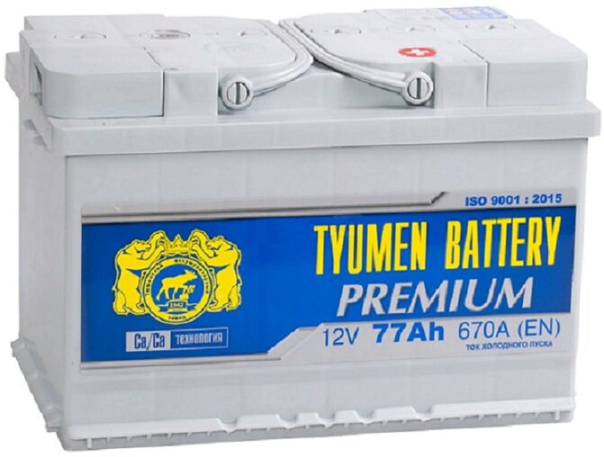 Автомобильный аккумулятор TYUMEN BATTERY PREMIUM 6СТ-77L 670А о.п. 278х175х190