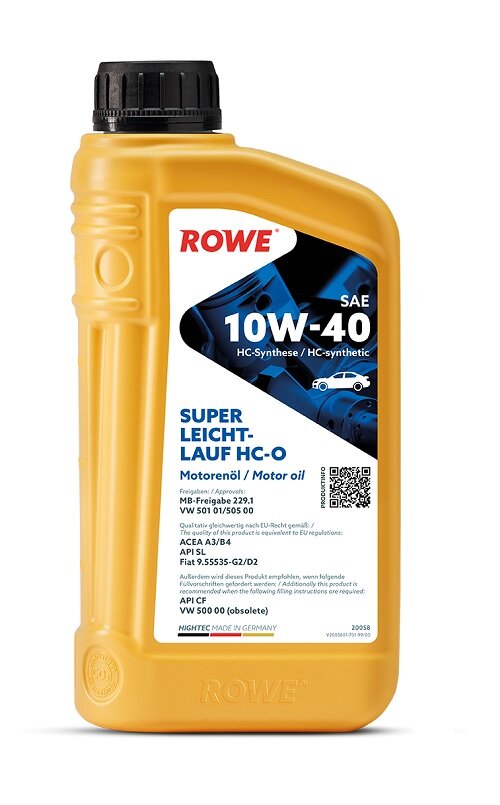 Полусинтетическое моторное масло ROWE Hightec Super Leichtlauf HC-O SAE 10W-40, 1 л