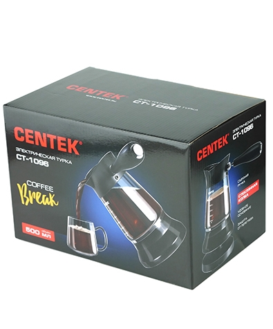 Электрическая турка Centek CT-1096 0.5л, 480Вт <стеклянная колба> съемная мягкая ручка - фотография № 5