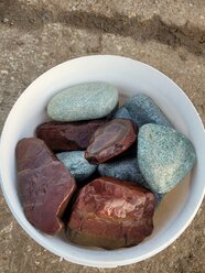 Микс Яшма/Жадеит шлифованные (размер 7-15 см) камни для печи бани и сауны упаковка 10 кг