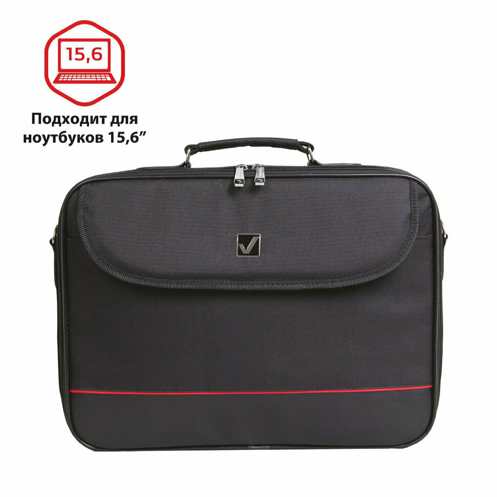 Сумка-портфель BRAUBERG с отделением для ноутбука 15,6", "Profi", откидная крышка, черная, 40х30х7 см, 240441, 240441