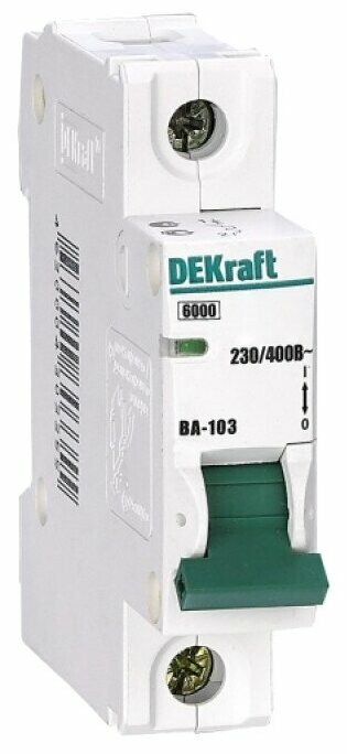 Выключатель автоматический однополюсный 1А С ВА-103 6кА | код 12049DEK | DEKraft ( 1шт. )